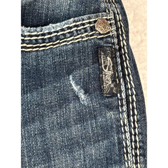 Silver Jeans Twisted Capri Women Size 29 Thick Stitch Dark Wash Stretch Denim - Picture 4 of 10